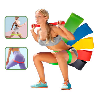 Kit 5 Faixas Mini Band Elásticas Para Exercícios Multifuncional / Yoga / Fisioterapia / Treino