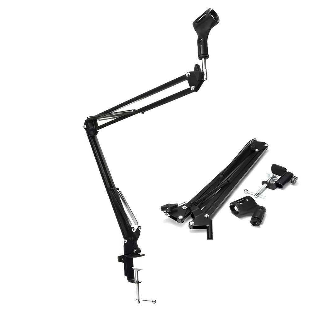 Suporte Pedestal de Mesa Microfone Podcast Gravaçao Transmissao Articulavel Resistente Multiuso Versatil