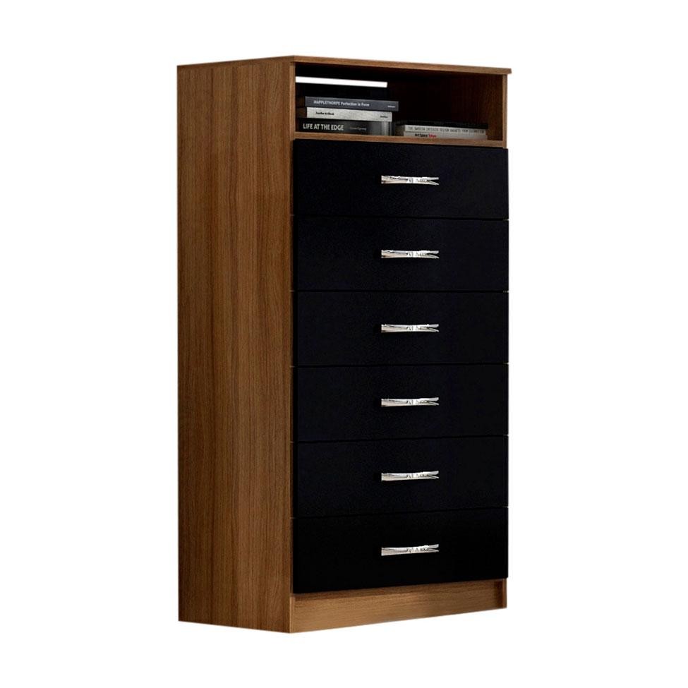 Cômoda Gaia 6 Gavetas Imbuia e Preto Evidência - Home & Living