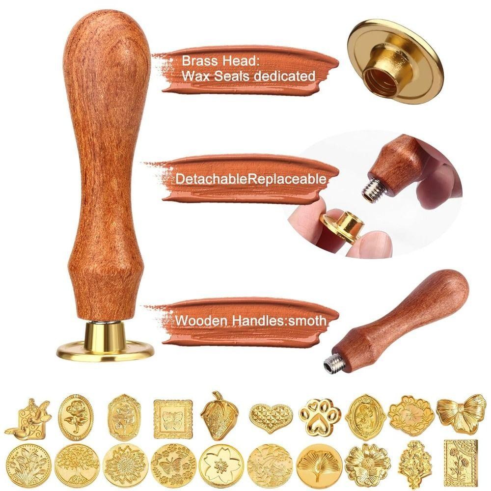 8/10/12Pcs Kit De Cabeça De Carimbo De Cera , Conjunto Criativo De Selos Selo De Laca Multiformato — imagem 2 de 2