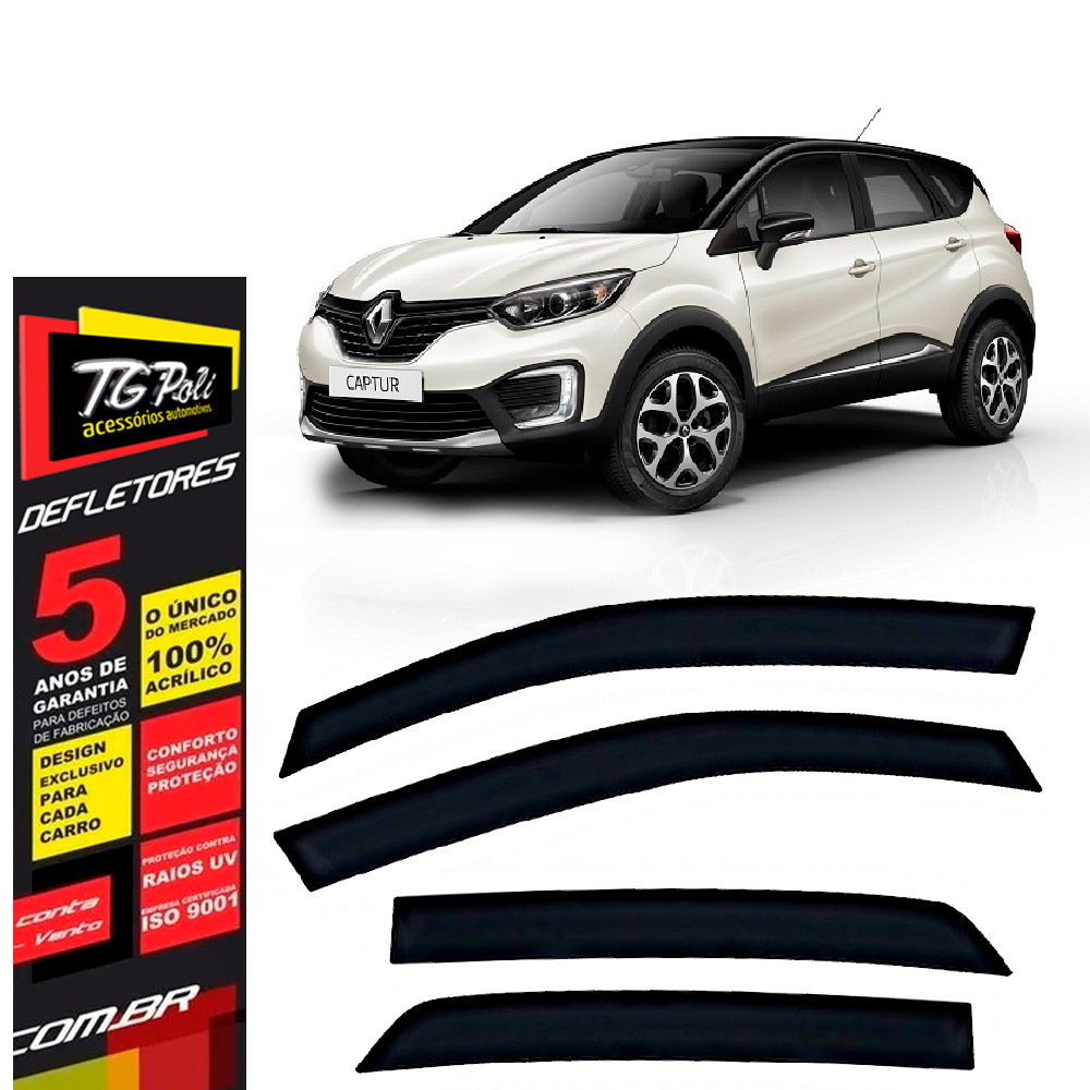 Calha de Chuva Renault Captur 2017 a 2023 TG Poli Defletor 4 portas Protetor Janelas Fumê em Oferta na Shopee