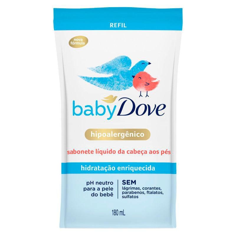 Refil Sabonete Líquido Baby Dove Hidratação Enriquecida 180ml em Oferta na Shopee