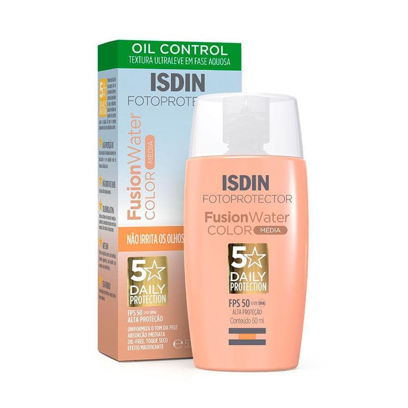 Protetor Solar Facial Isdin Fotoprotector Fusion Water FPS50 Cor Média 50ml