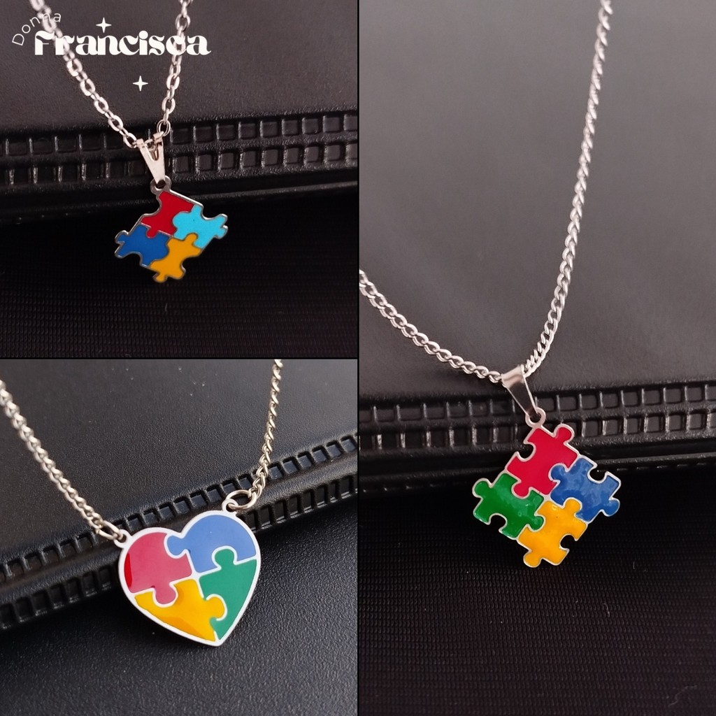 Colar Símbolo Autismo Autista Aço Inoxidável em Oferta na Shopee