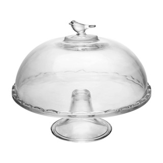 Prato Bird Wolff Vidro com Pé e Tampa 30x24cm Ideal para Bolos e Tortas em Oferta na Shopee