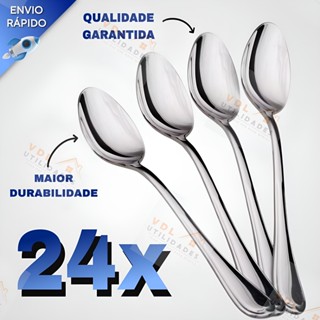 Jogo de Talheres 24 peças de Colher Aço Inox Mesa Cozinha Casa em Oferta na Shopee