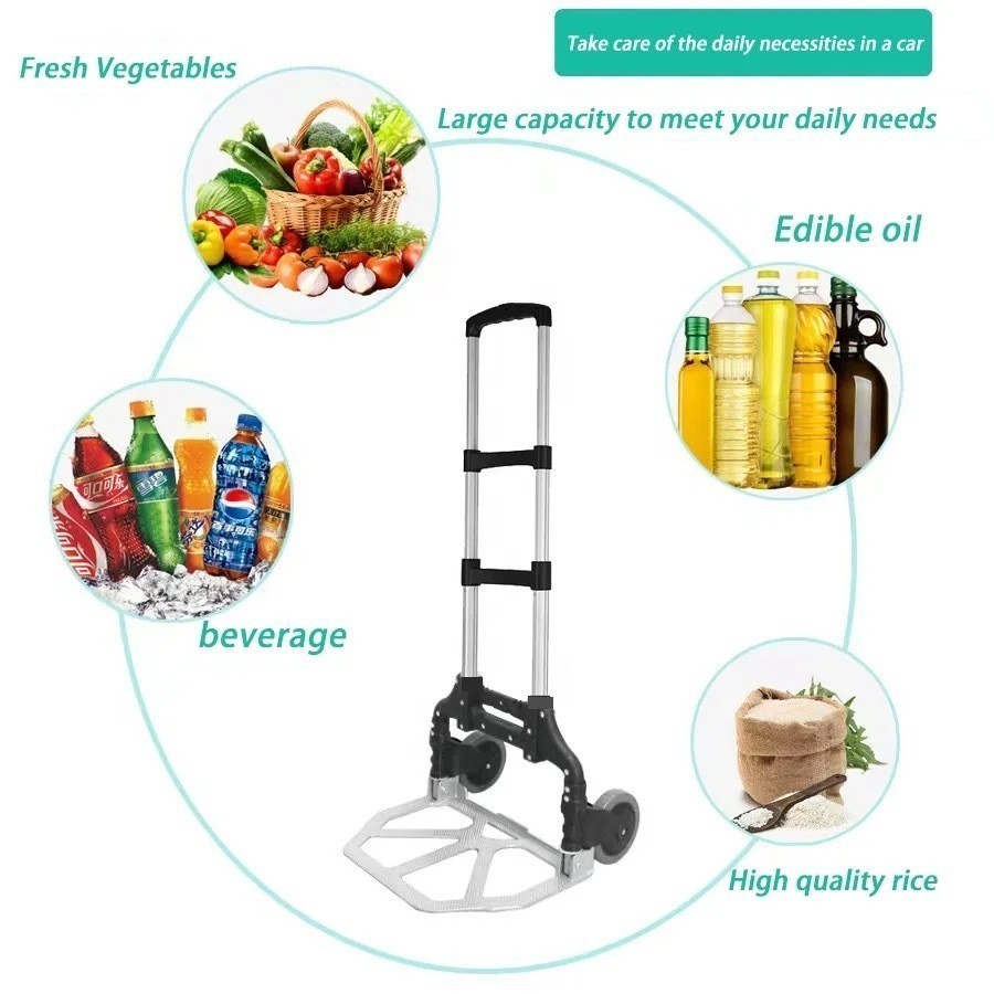 Carrinho Mão Dobrável Transporte Carga Até 80kg De Aluminio em Oferta na Shopee