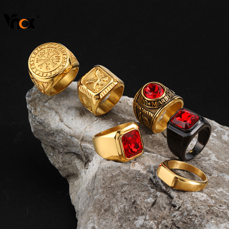 Vnox Conjunto De Anéis Redondos De Ágata De Pedra Natural Quadrada De Aço Inoxidável Para Homens , Anel Punk De Dedo De em Oferta na Shopee