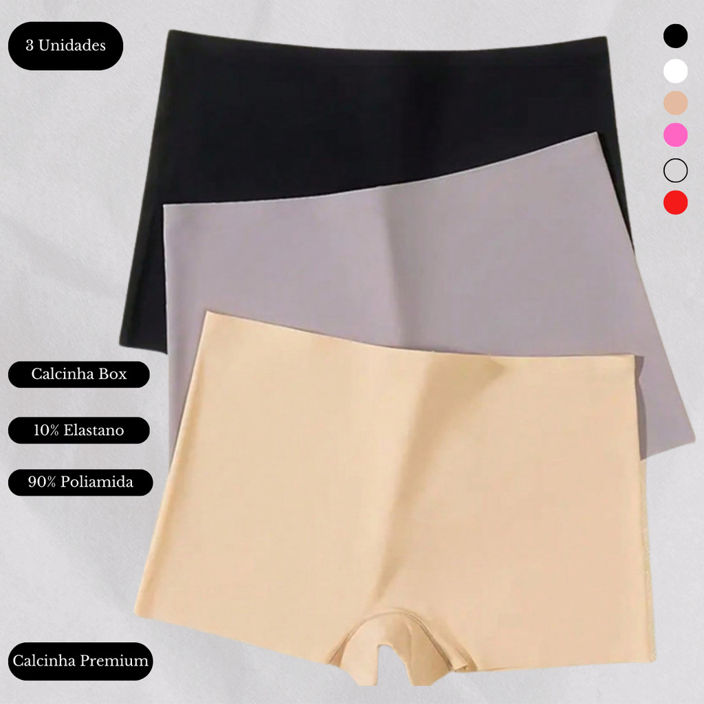 Kit 3 Calcinha Boxer Feminina Sem Costura Cueca Feminina em Oferta na Shopee
