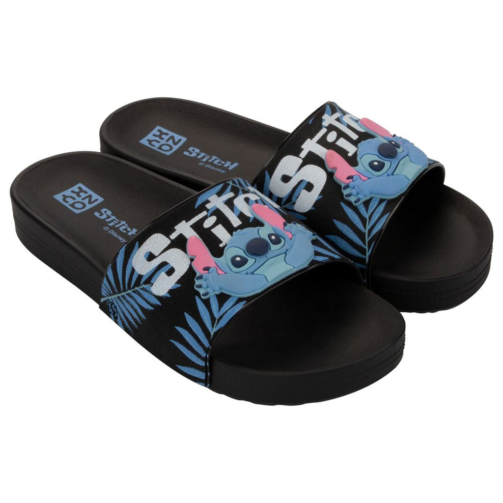 Papete Feminina Lilo &amp; Stitch Azul Preta Chinelo Slide Zaxy Partner Disney Gaspea