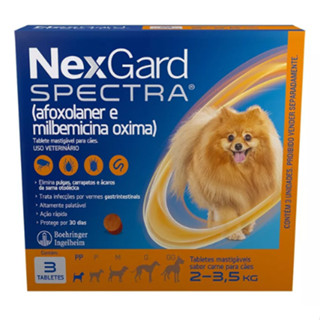 Nexgard Spectra Antipulgas Carrapatos e Vermífugo Para Cães 2 a 3,5kg Com 3 Tabletes em Oferta na Shopee