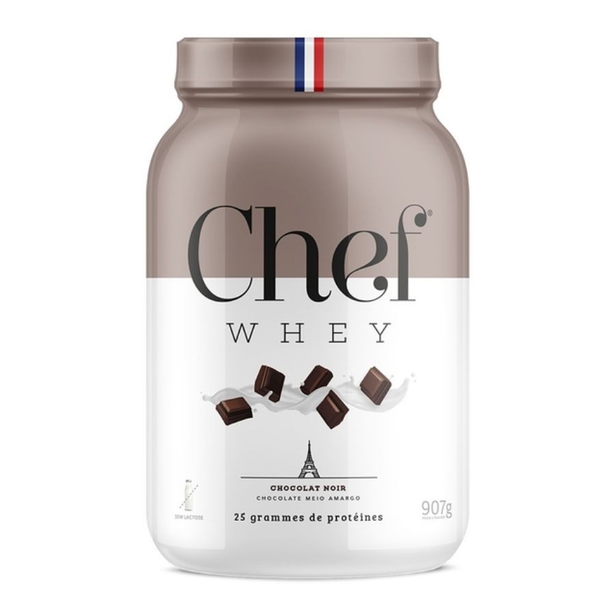 Whey Protein Gourmet Zero Lactose 907g - Chocolate Meio Amargo + Coqueteleira - Chef Whey