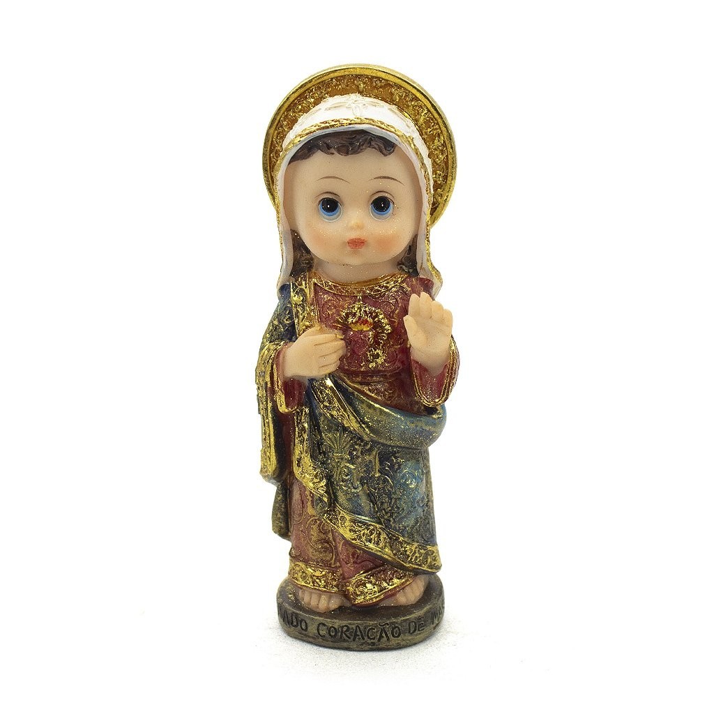 Imagem Imaculado Coração de Maria Infantil Importada Resina 12 cm