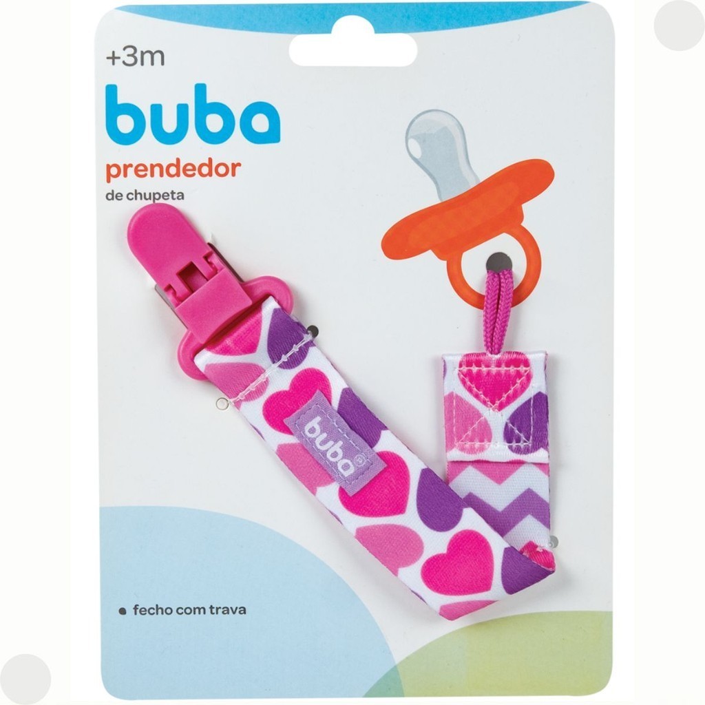 Prendedor de Chupetas Rosa Corações 7482 - Buba em Oferta na Shopee