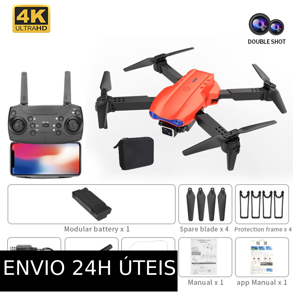 Drone Profissional K3 Wifi FPV 4K com Câmera Dual, Dobrável e Voo 360 - Ideal para Fotografia Aérea