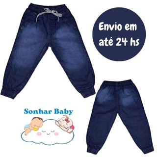 Calça Jeans Infantil Jogger Menino com Elástico e Regulador na Cintura Tamanhos 1 ao 8 em Oferta na Shopee