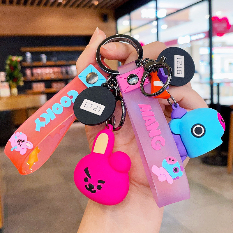 kpop BT21 BTS Porta-Chaves Bonecas Carro De Desenho Animado