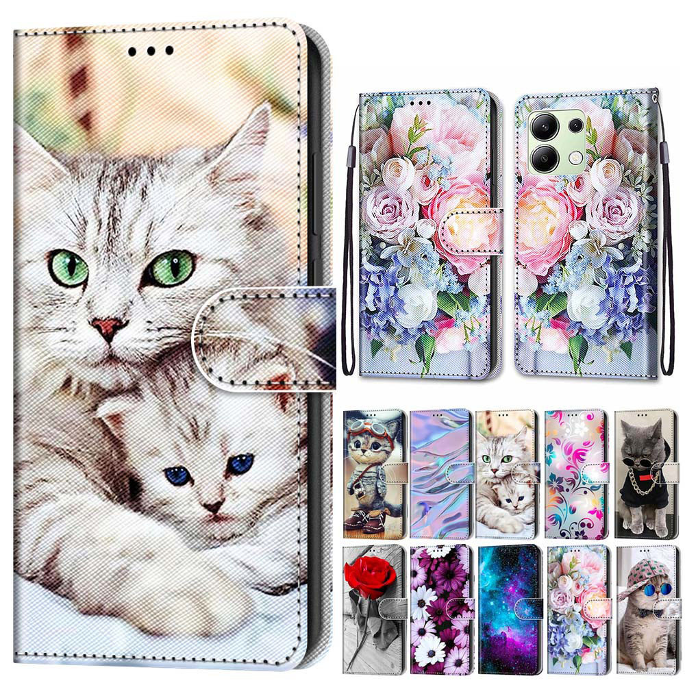 Capa Para Telefone Com Padrão Kids Cat Pattern Xiaomi Redmi Nota 13 Pro 5G 13C Carteira De Couro Porta-Cartões Flip Leather em Oferta na Shopee