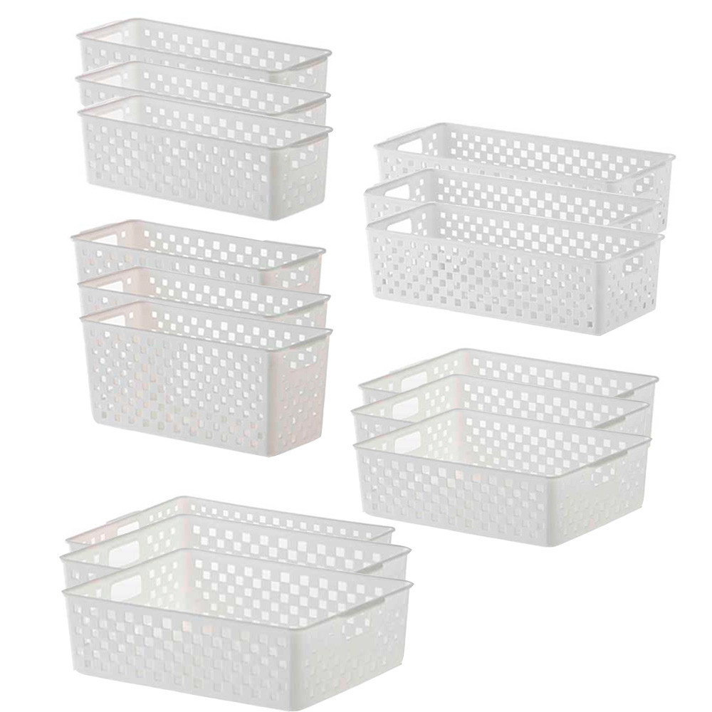 Kit 15 Cesto organizador alimentos cozinha despensa geladeira armário gaveta multiuso guarda roupa lavanderia escritório acessórios cosméticos banheiro