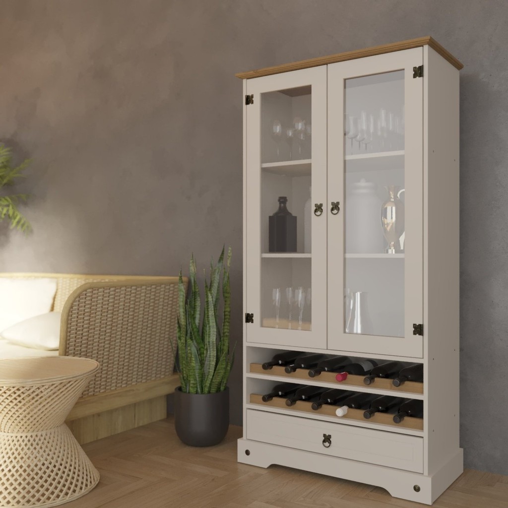 Cristaleira 2 Portas 1 Gaveta com Adega Smile em Oferta na Shopee