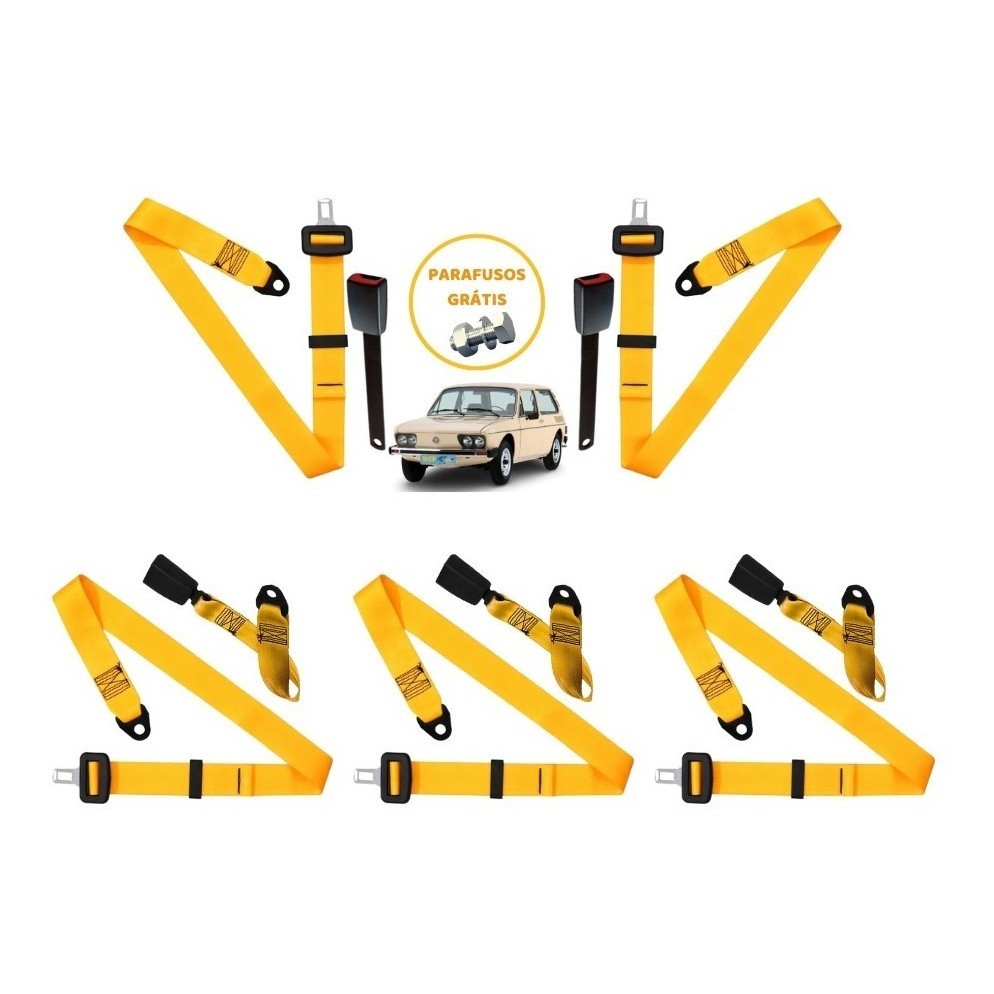 Cinto Segurança Kit Vw Brasilia 5 Bancos Vermelho Universal