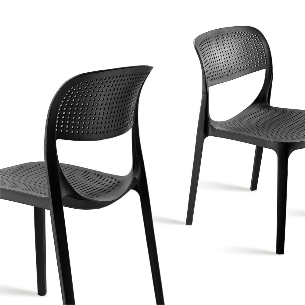Conjunto com 4 Cadeiras Zoe Preta em Polipropileno Resistente Jardim Gourmet Jantar Escritorio Quarto Moderna Mobília · foto 2