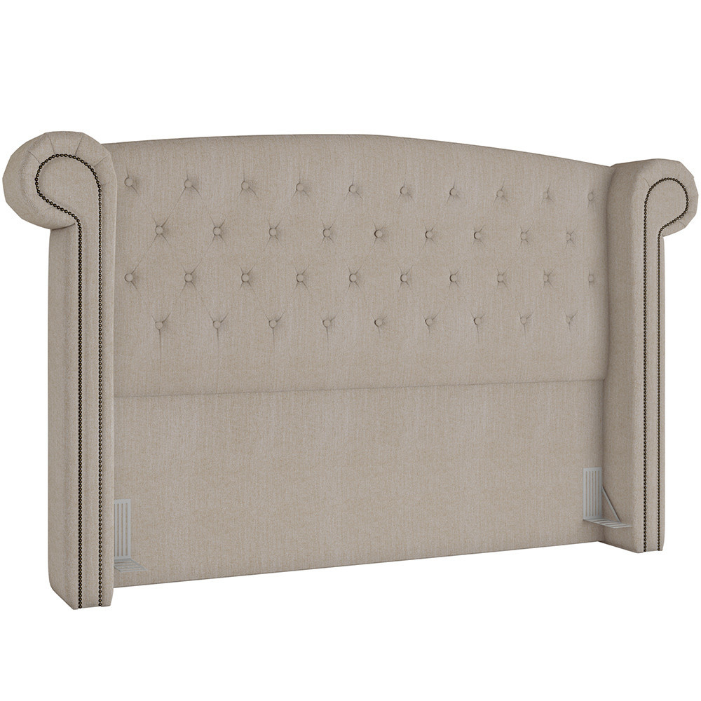Cabeceira Cama Box King com Tachas 195 cm Sofia P05 Linho Creme - Lyam Decor - Home & Living