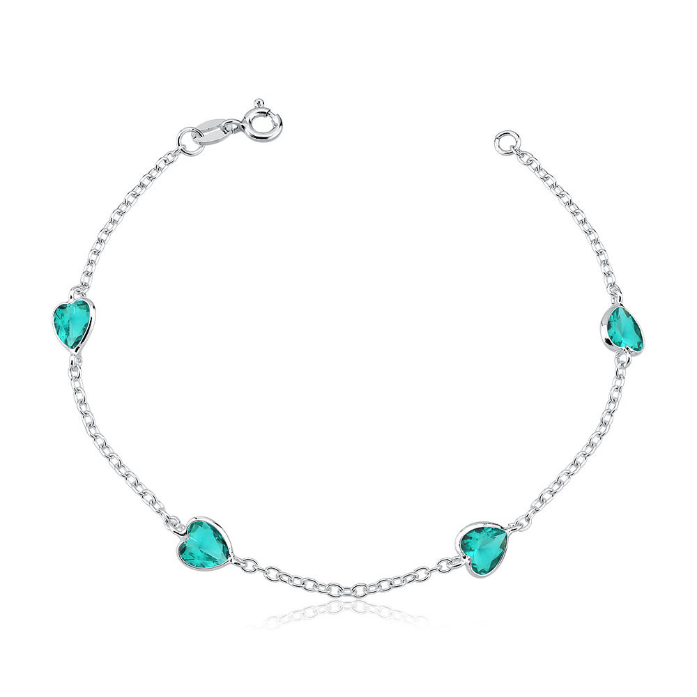 Pulseira prata 925 feminina coração zirconia turmarlina - Prata legitima em Oferta na Shopee