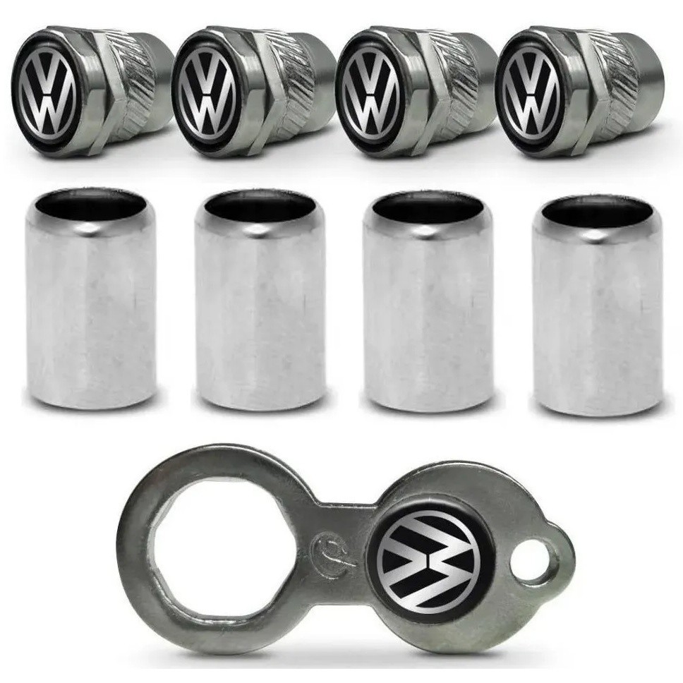 Kit Tampa Bico Válvula Antifurto Capa Cromada Volkswagem VW