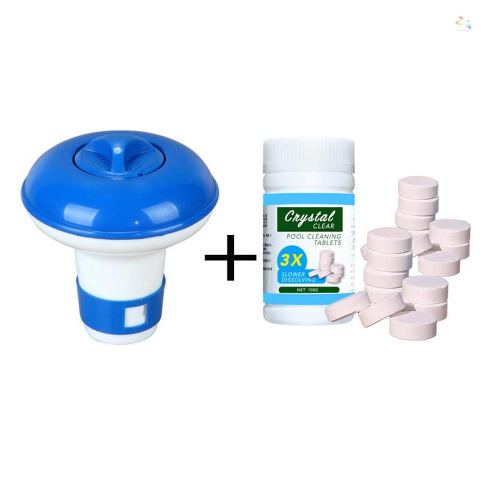 Flutuador De Limpeza De Piscinas Com Pastilhas Purificadoras De 100g Kit Distribuidor De Cloro Para