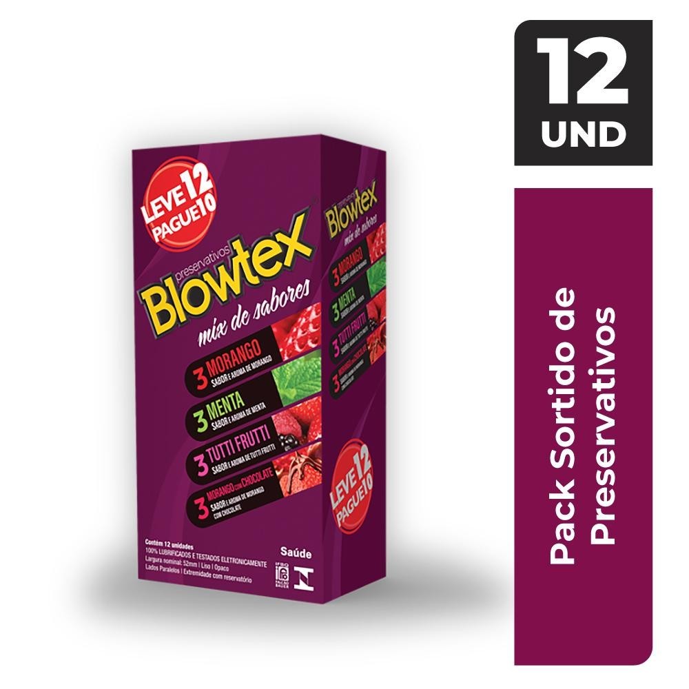 Preservativo Blowtex Mix de Sabores Leve 12 Pague 10un em Oferta na Shopee