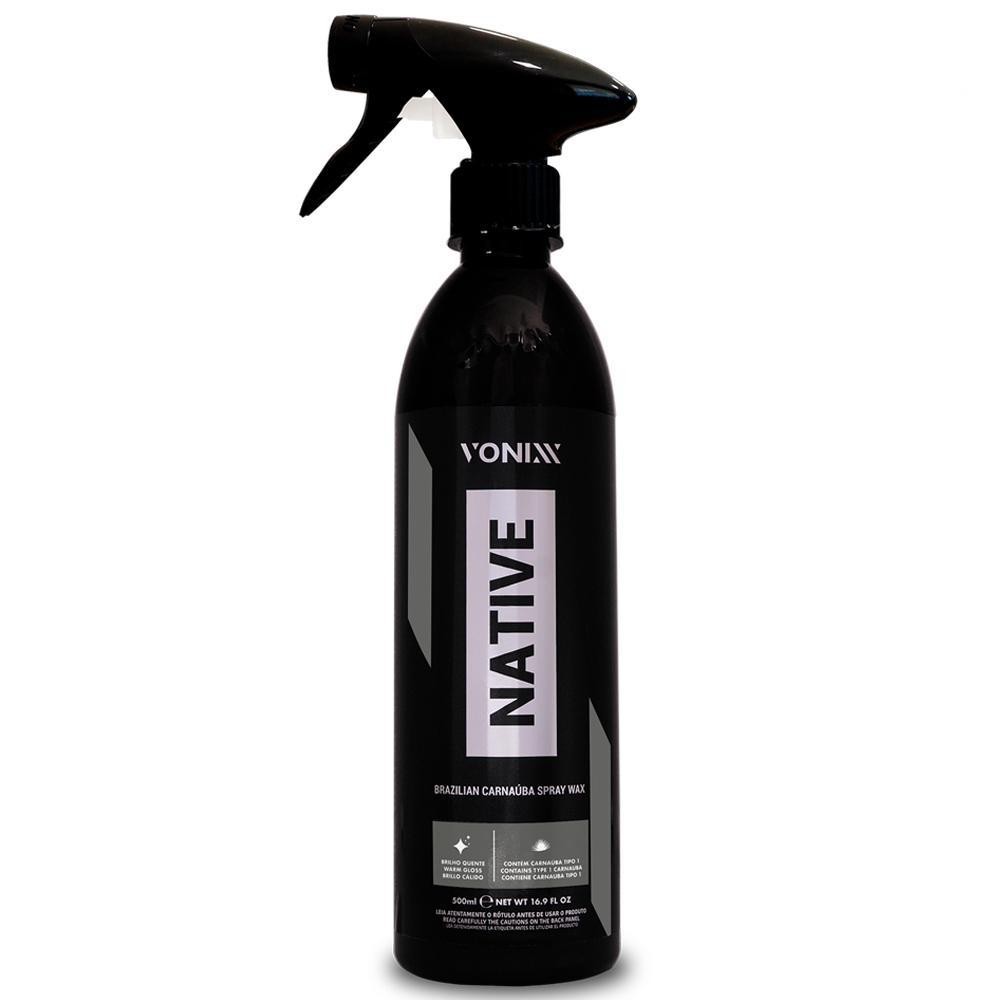 Native Wax Spray 500ml Cera Liquida Carnaúba - Vonixx Pintura Superfície Black Piano e Cromados