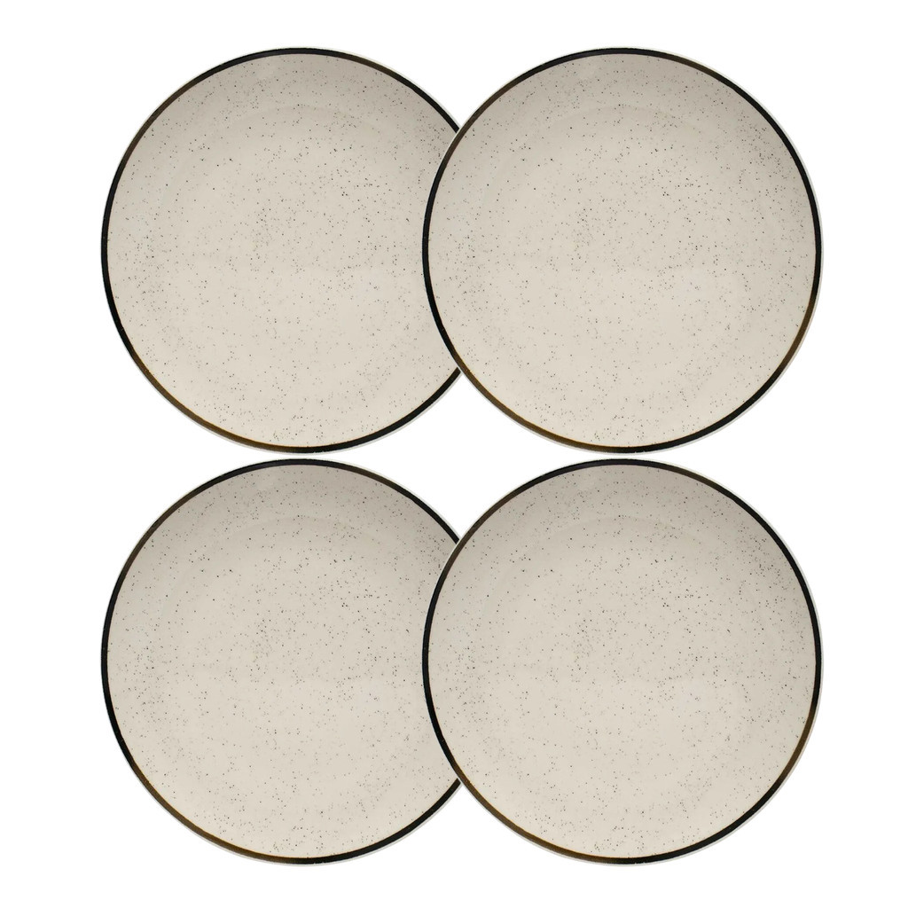 Jogo de Pratos Cerâmica Sobremesa Kit 4pcs 20cm Oxford Rustico Unni Brisa em Oferta na Shopee