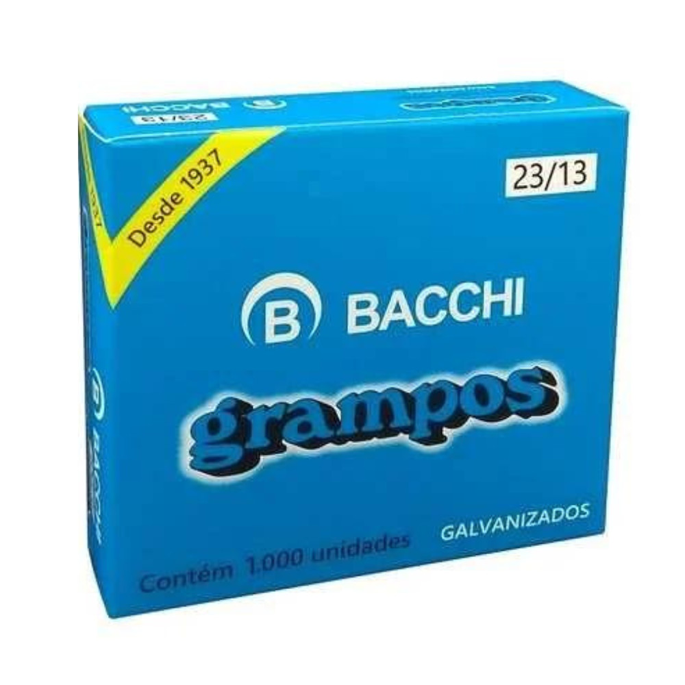 Grampo Para Grampeador 23/13 Galvanizado Caixa 1000 Unidades Bacchi | Escritório | Escolar