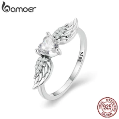 Bamoer 925 Sterling Sliver Ring Jóias De Asa De Amor Presentes Para Mulheres
