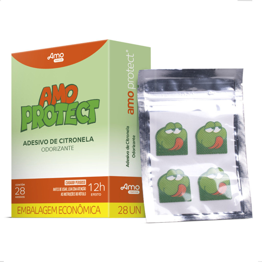 Adesivo Repelente Amo Protect Citronela 28und Xô Mosquito Contra Pernilongo Atoxico Babyde...