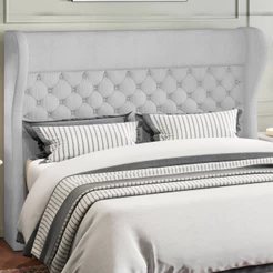 Cabeceira Cama Box Casal 140 cm P05 Madrid Linho Cinza Claro - Lyam Decor