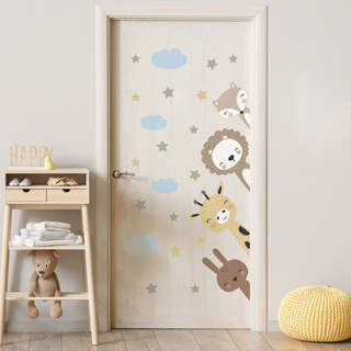 Adesivo Parede Para Porta Infantil Animais  Estrelinha Nuvens em Oferta na Shopee