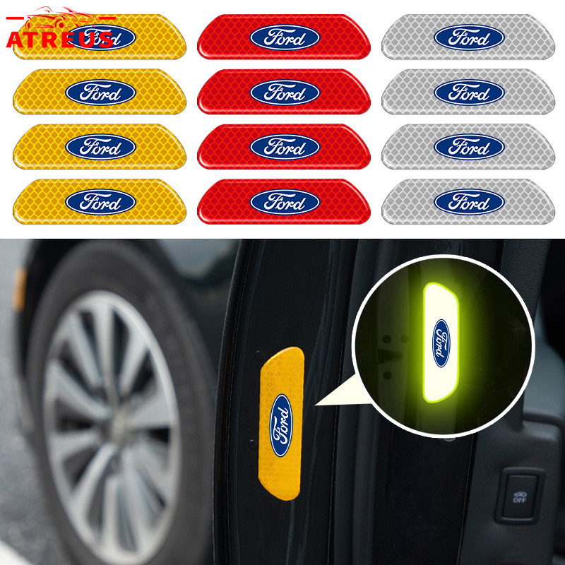 4Pçs Ford Porta Do Carro Adesivos Segurança Aviso Mark Fita Reflexiva Auto Acessórios Para Ford Ranger Ka Focus mk2 new Fiesta Fusion Ecosport Edge Territory