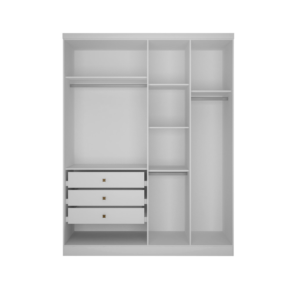 Modulo de Casal Safira para Guarda-Roupas em MDF com 4 Portas e 3 Gavetas Clic Móveis
