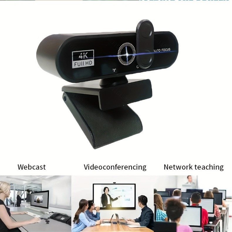 4K Webcam Mini Câmera 2K Full HD Com Microfone Autofoucus Web Para PC Computador Portátil Online