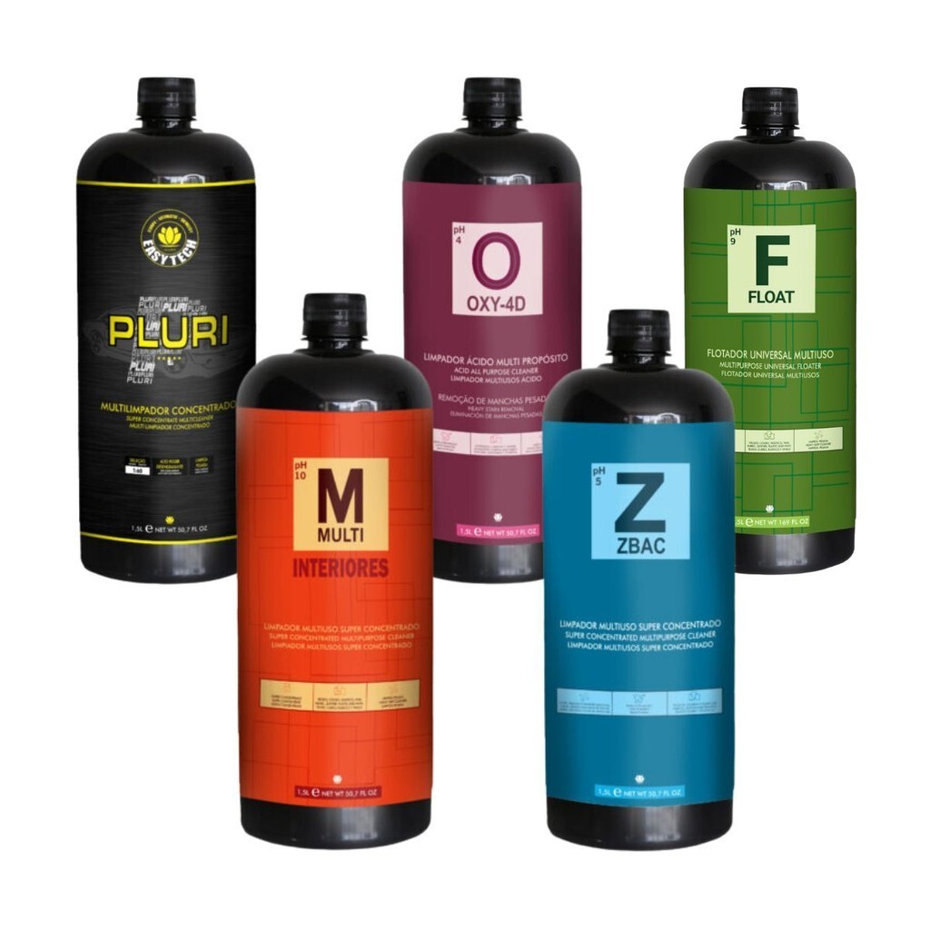 Kit Higienização Easytech - Pluri 1.5L + Zbac 1.5L + Oxy-4D 1.5L + Multi Interiores 1.5L +...