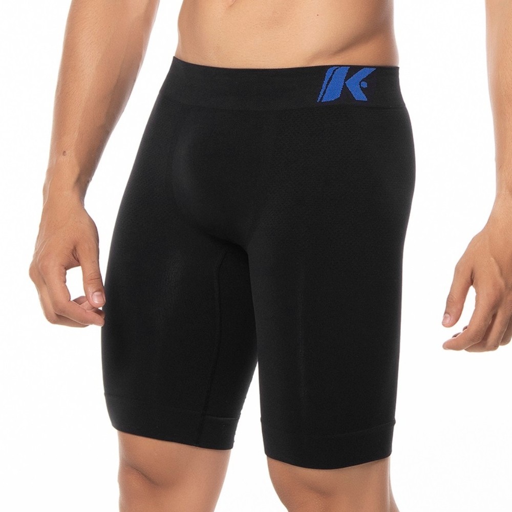 Bermuda Térmica Microfibra Sem Costura Preto/Royal - Keeper em Oferta na Shopee