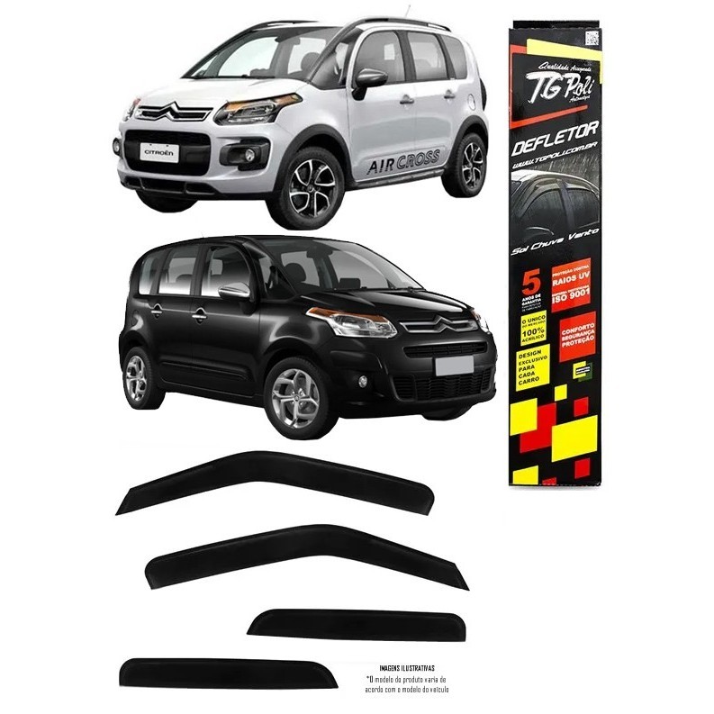 Calha Chuva Defletor TG Poli Citroen C3 Picasso 2011 à 2015 Air-Coss 2010 à 2020 4 Portas