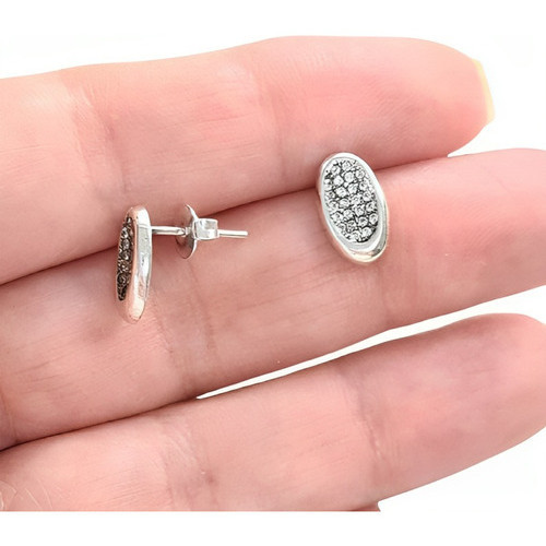 Brincos Bali Pavê Côncavos Prata Maciça S925 Com Zirconias