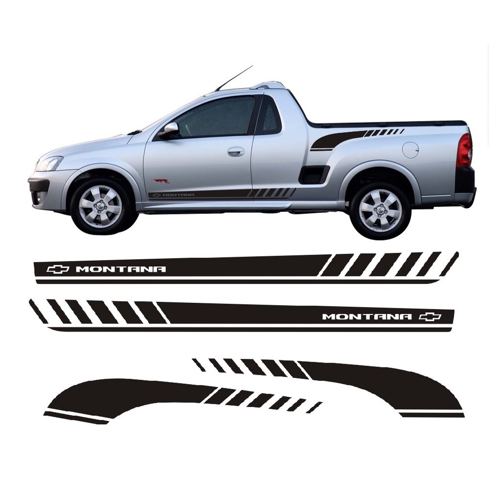 Adesivo Lateral Para Chevrolet Montana Geração 1 Faixa Mz1Mz2 Porta e Caçamba Fita Adesiva Colante