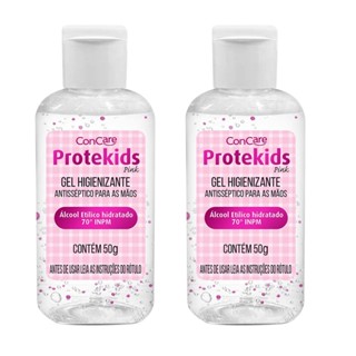 Kit 2 und Álcool Gel Protekids/Family Concare Pink 50g em Oferta na Shopee