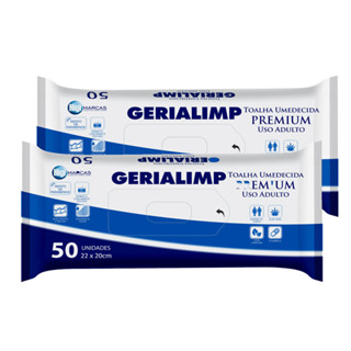 Toalha Umedecida Geriátrica Gerialimp Premium 50 Unidades | Kit com duas unidades em Oferta na Shopee