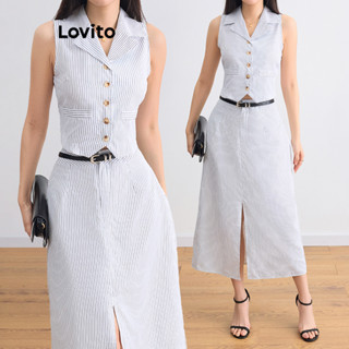 Lovito Feminino elegante listrado falso bolso botão frente superior ou inferior L105MD250 em Oferta na Shopee