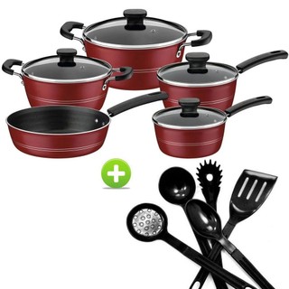 Jogo de Panelas Tramontina 5 Peças Sicília e Utensílios Em Nylon 5pçs em Oferta na Shopee
